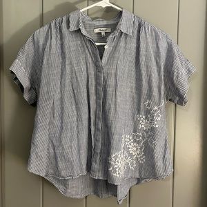 Madewell light blue and white striped Madewell boxy top